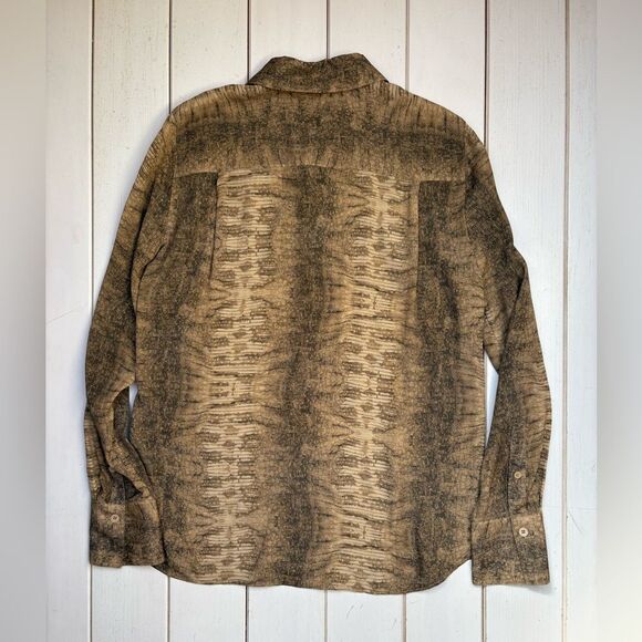 Lafayette 148 Brown Silk Blend Python Print Shirt - Picture 7 of 9